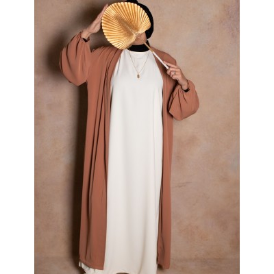 Kimono with tight sleeves in camel color
